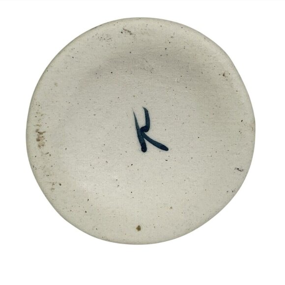 Hand-Painted Blue & White Ceramic Miniature Candleholder Signed K - Picture 5 of 9